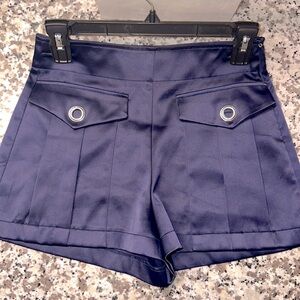 EUC worn 1X satin, navy pleated ZARA shorts